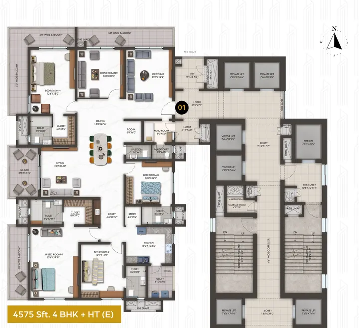 Hallmark Altus 4 BHK Plus Ht · 4,575 sq ft floor plan Hallmark Altus 4 BHK Plus Ht · 4,575 sq ft floor plan