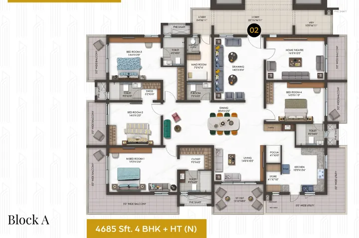 Hallmark Altus 4 BHK Plus Ht · 4,685 sq ft floor plan Hallmark Altus 4 BHK Plus Ht · 4,685 sq ft floor plan